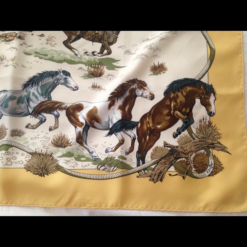 Hermès Vintage Robert Dallet "Les Mustangs" Scarf - Picture 8 of 8